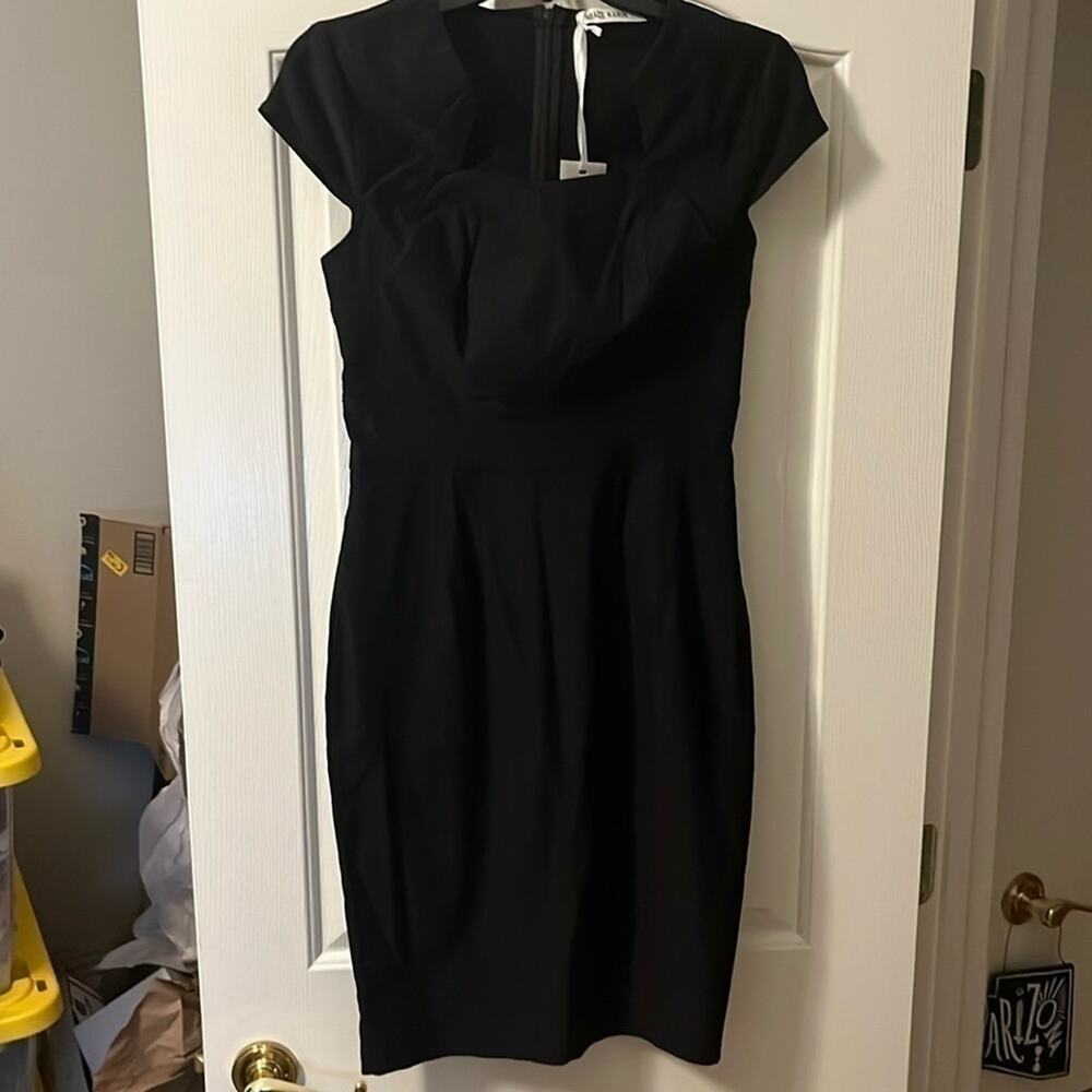 Grace Karin NWT Black Sheath Dress | Cap Sleeve | Ruffle Neck | Size S